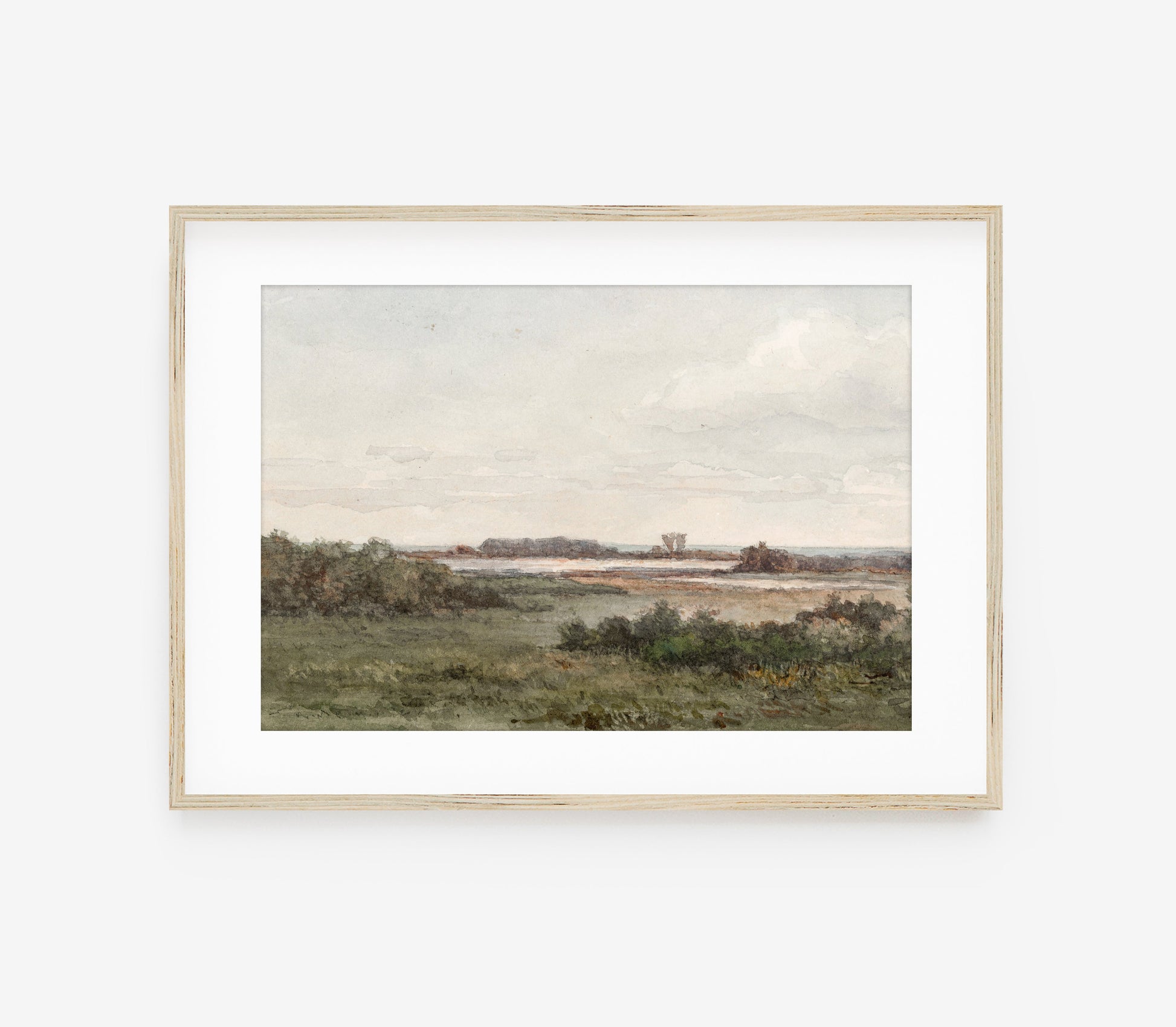 Autumn Muted Green Landscape - Vintage Mood Print L243