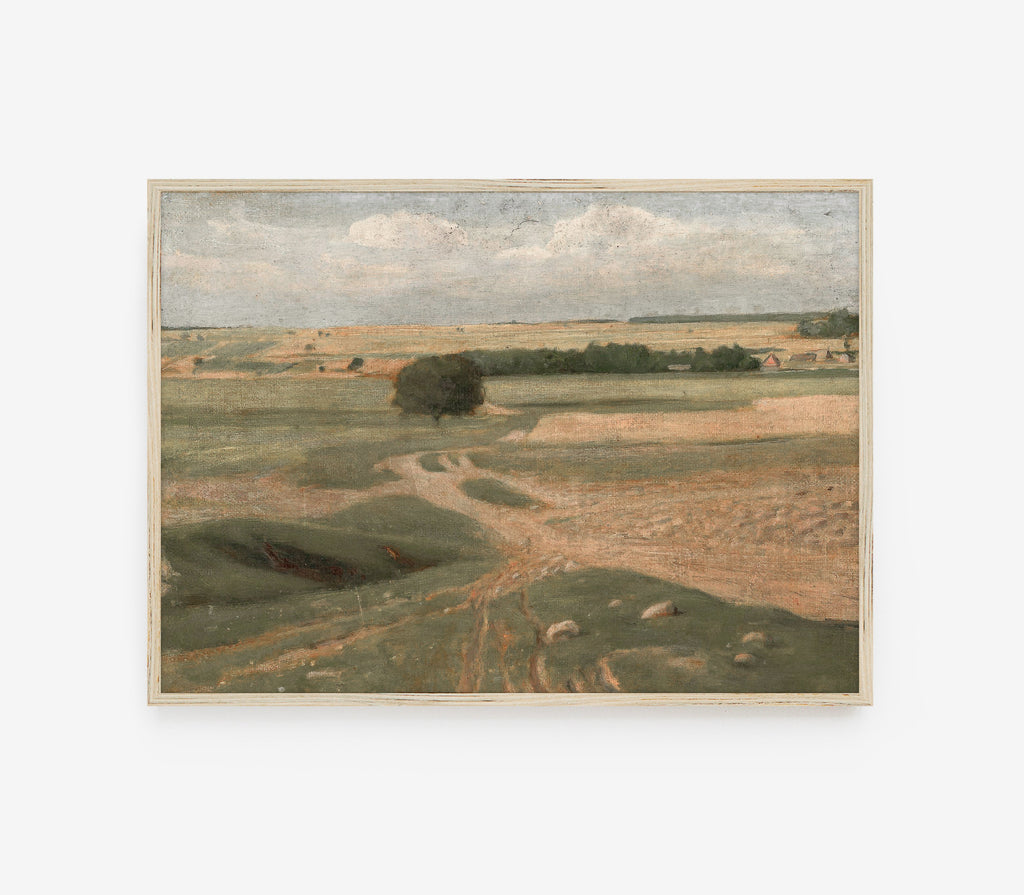 Farmland Landscape - Vintage Muted Neutral Field L244