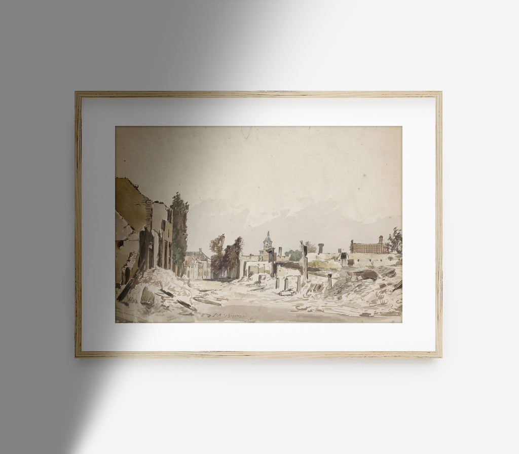 Estampe d'art de paysage neutre vintage L0113
