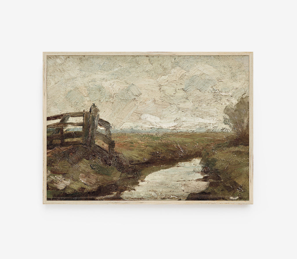 Estampe d'art représentant un paysage de ferme vintage L0117