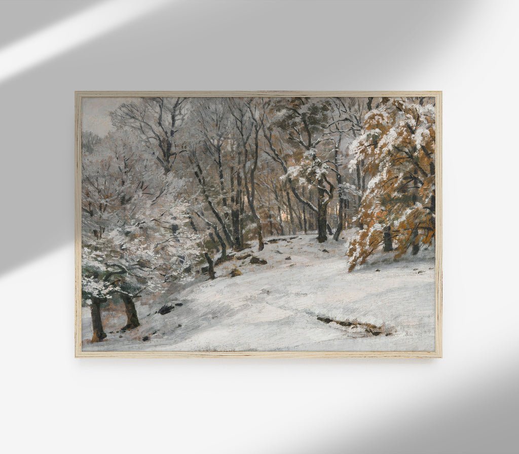 Estampe vintage de paysage d'hiver L0119