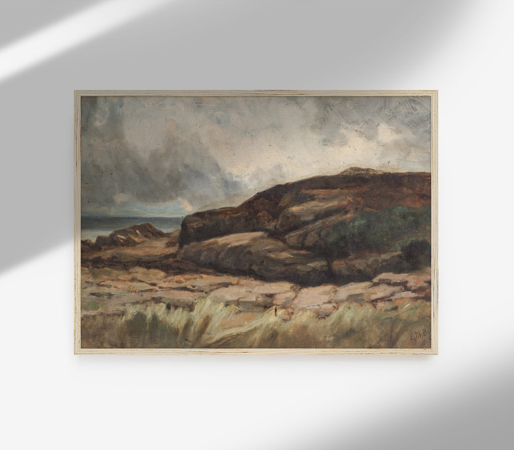 Estampe d'art vintage de paysage mélancolique L0129