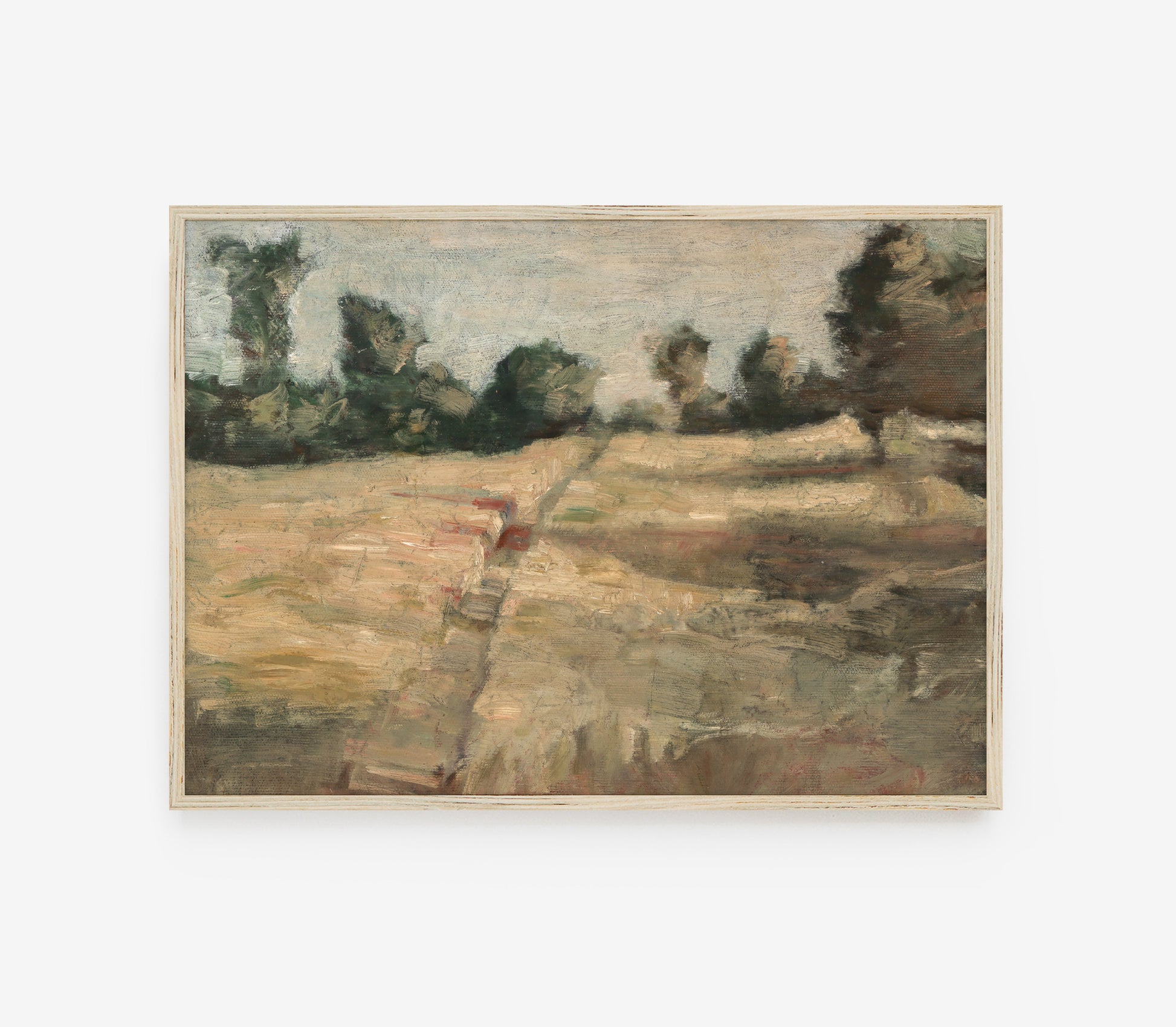 Estampe d'art vintage représentant un paysage de champs agricoles L0134