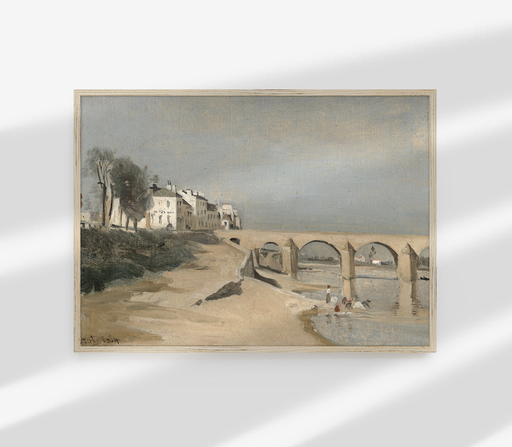 Estampe d'art vintage représentant un paysage désertique et marin L0139