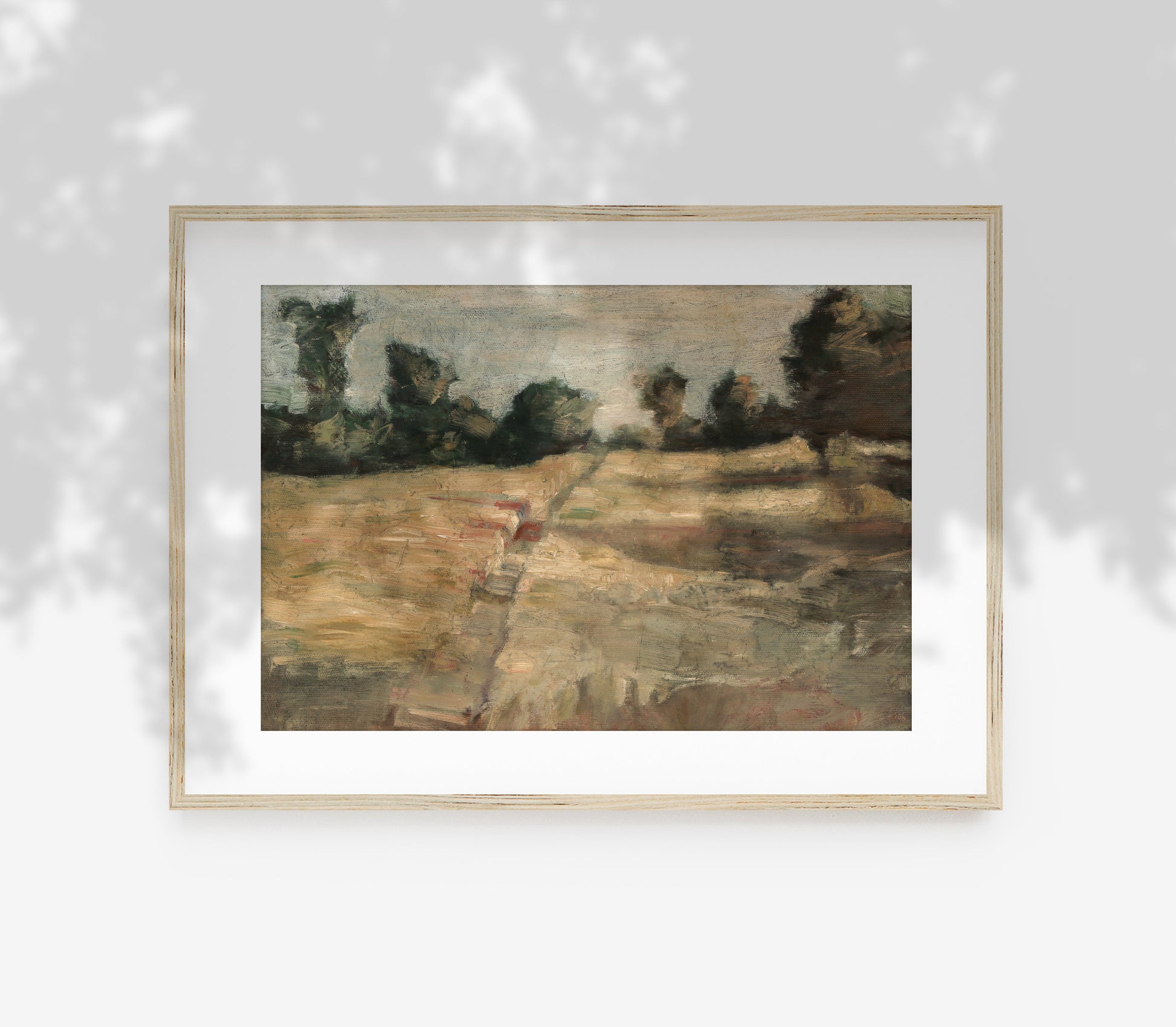 Estampe d'art vintage représentant un paysage de champs agricoles L0134