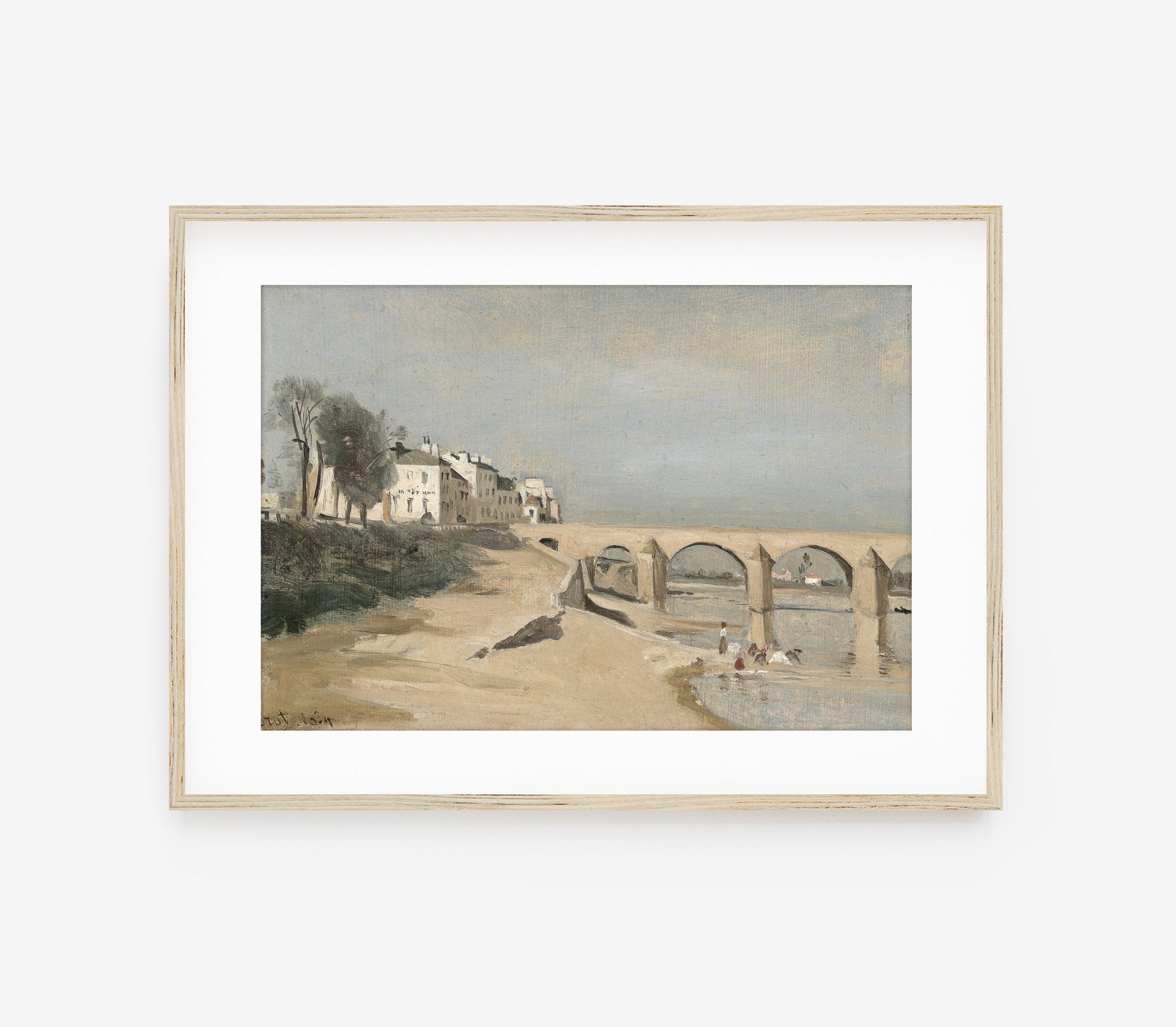 Estampe d'art vintage représentant un paysage désertique et marin L0139