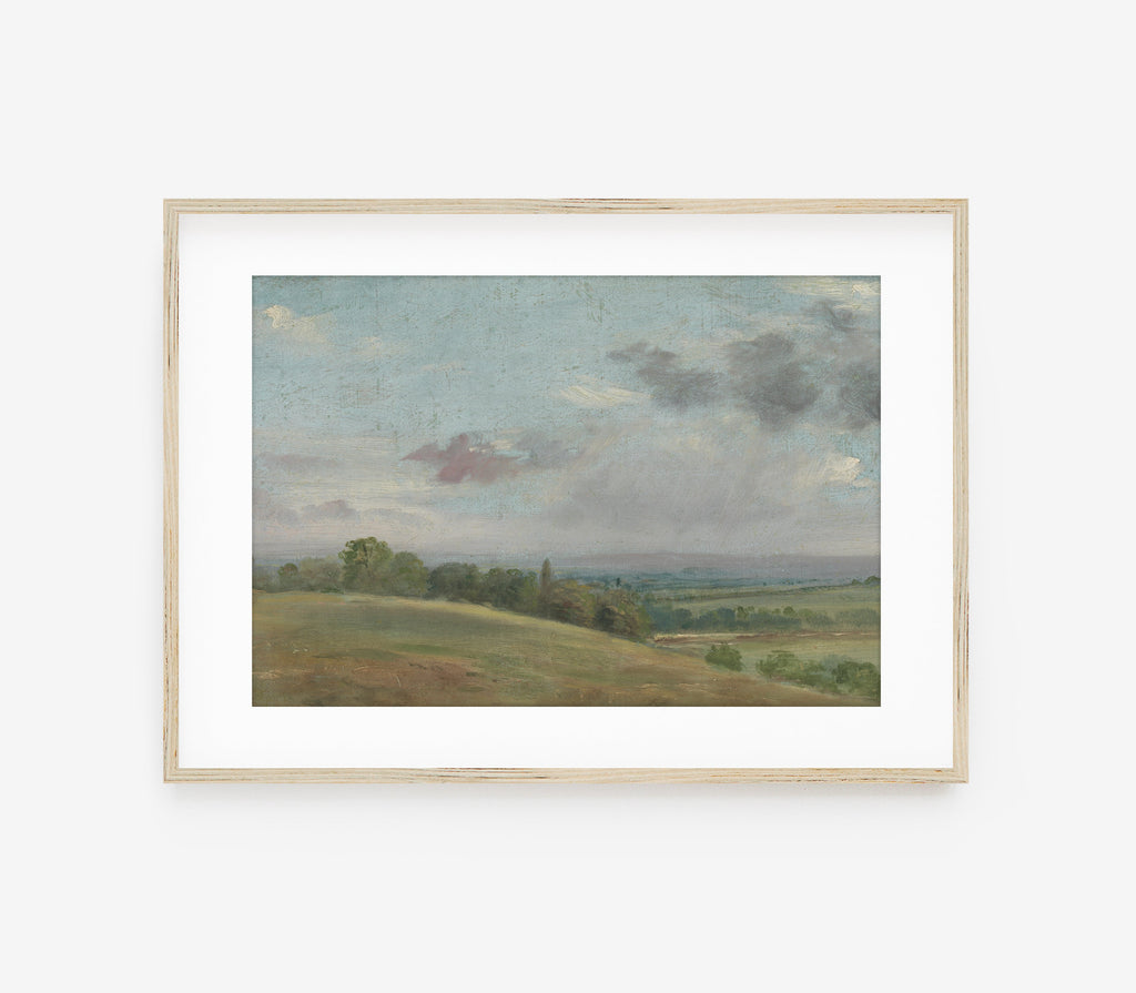 Estampe vintage de paysage de colline L0146