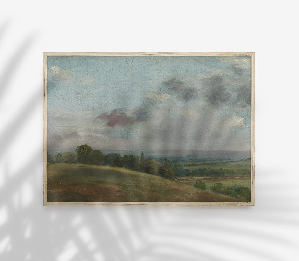 Estampe vintage de paysage de colline L0146