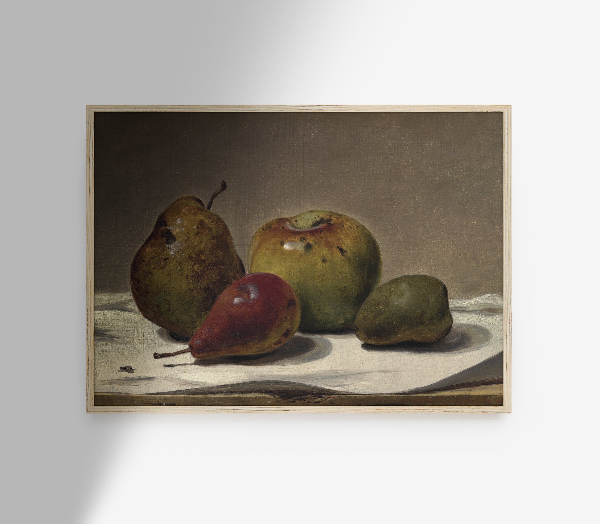 Estampe d'art vintage mélancolique nature morte aux fruits L0150