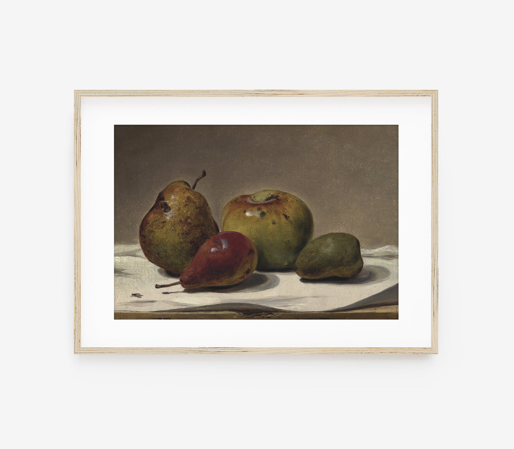 Estampe d'art vintage mélancolique nature morte aux fruits L0150