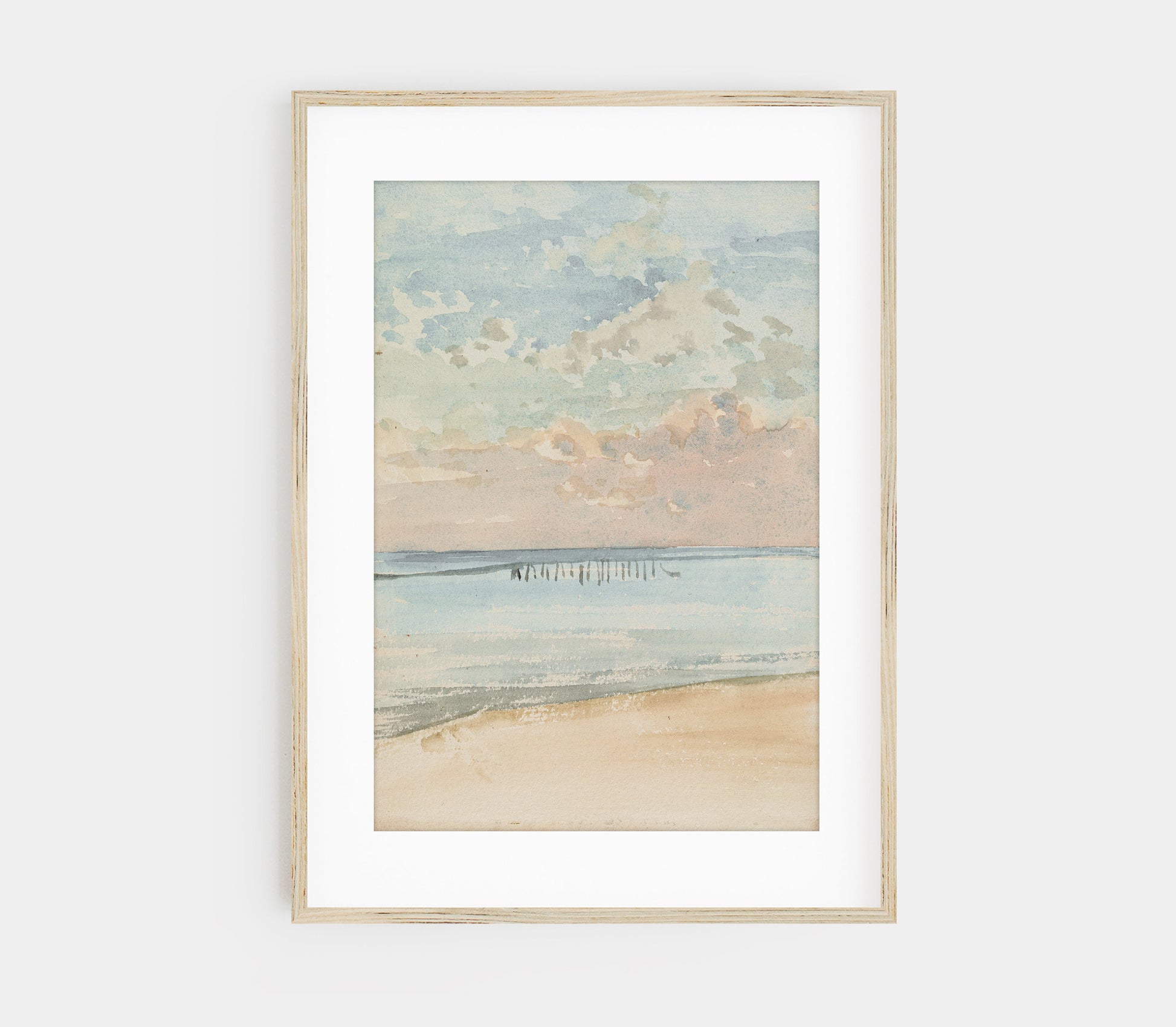 Vintage Pastel Coastal Landscape Art Print L0106