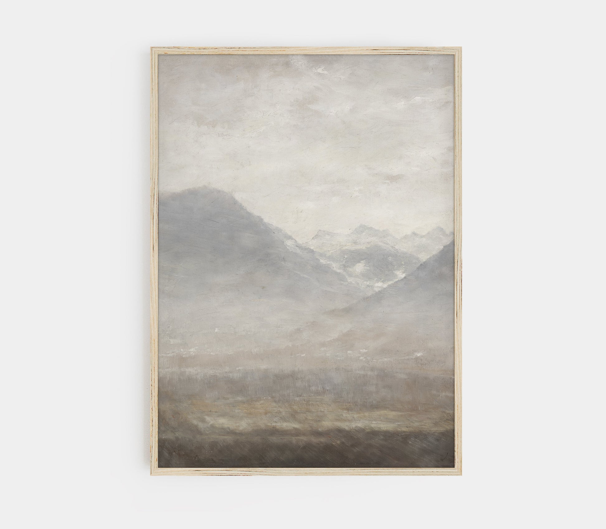 Estampe d'art paysage gris vintage L0200