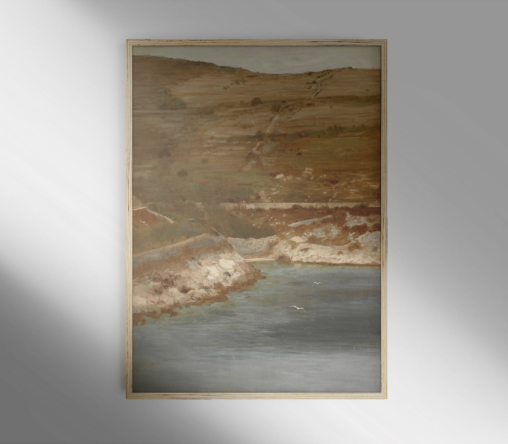 Estampe d'art représentant un paysage côtier ancien L0203