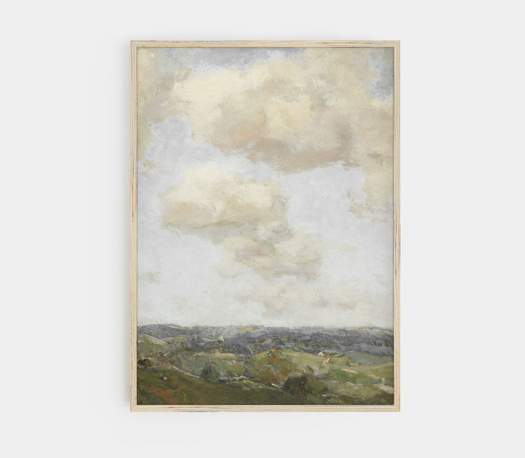 Tableau vintage de paysage, ciel et terre L0204