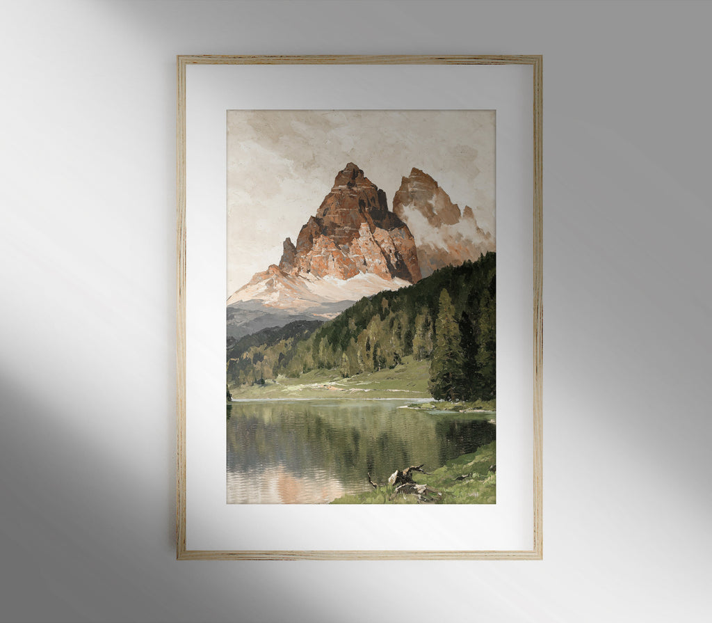 Estampe vintage de paysage de lac de montagne L0205