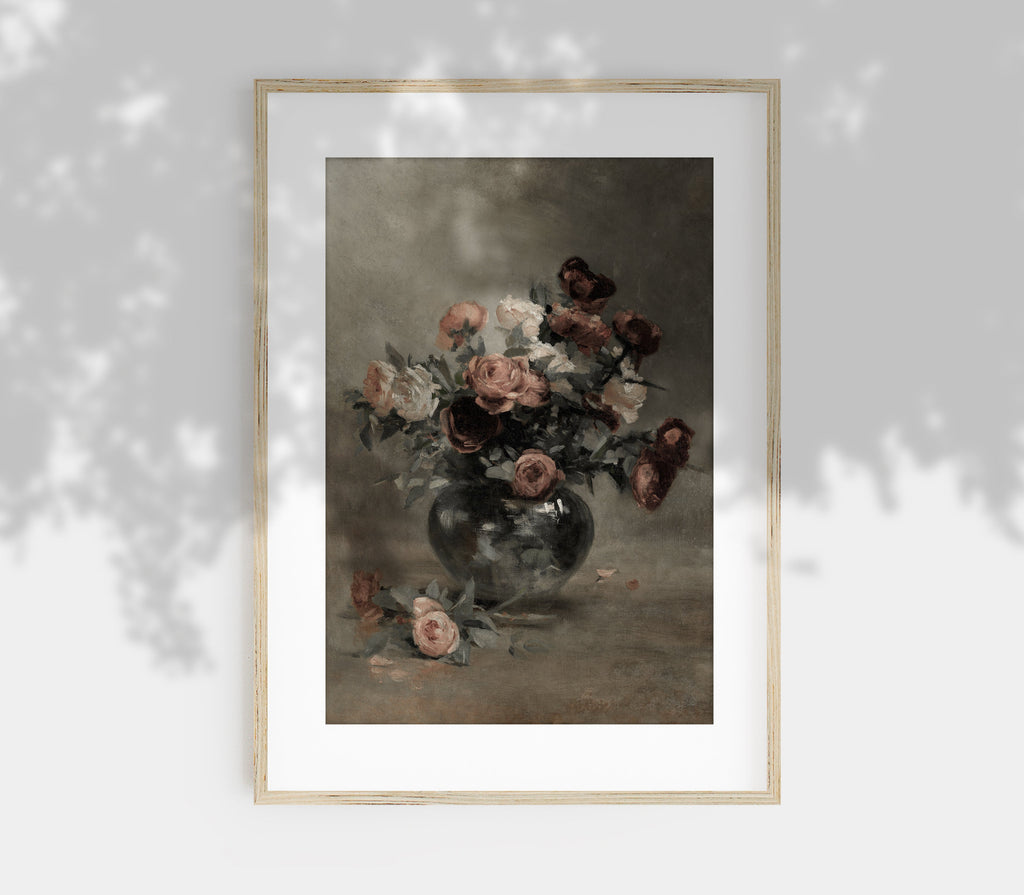 Estampe vintage « Fleur mélancolique dans un vase » S0207