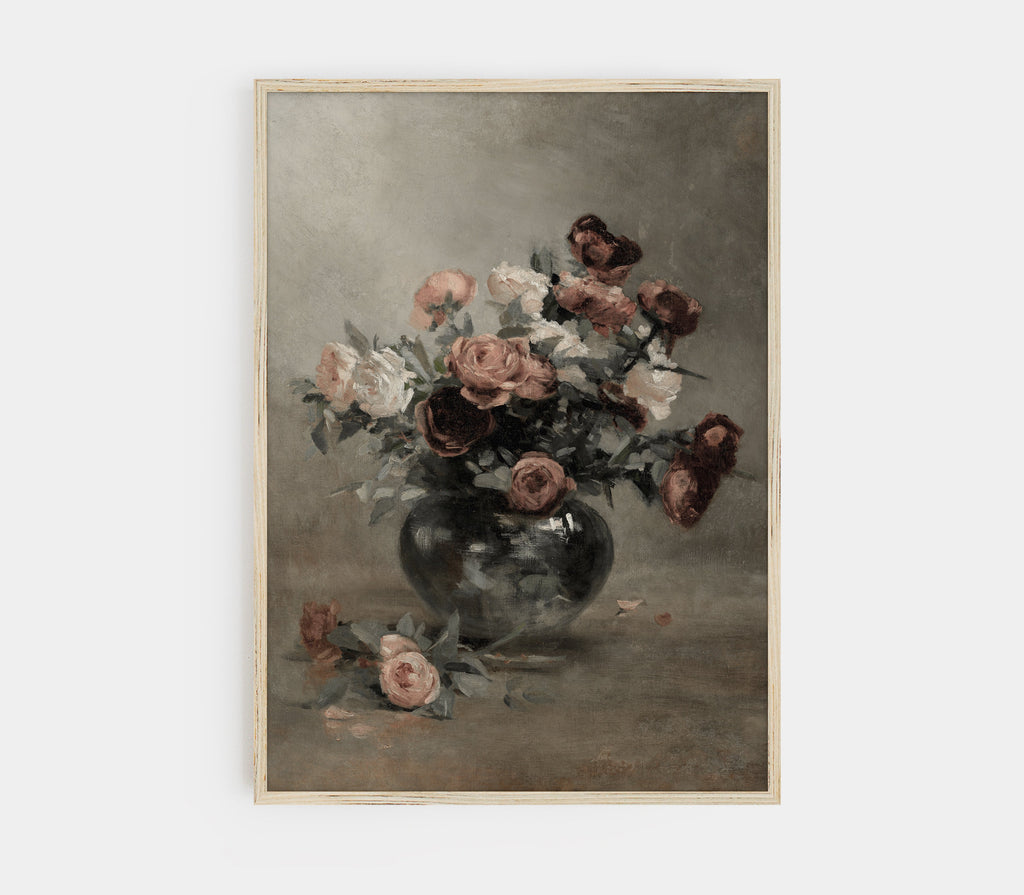Estampe vintage « Fleur mélancolique dans un vase » S0207