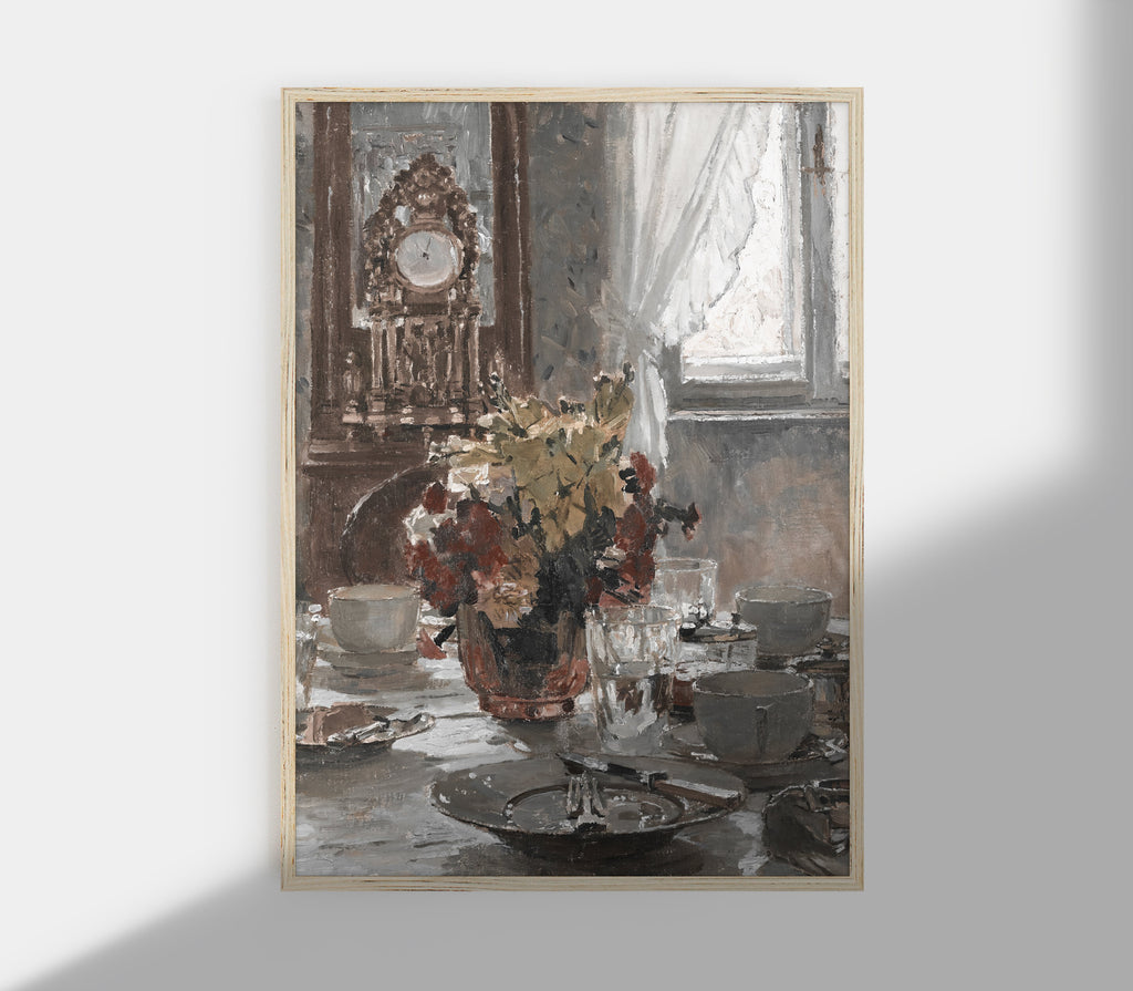 Reproduction d'art d'une nature morte avec un vase floral ancien S0208
