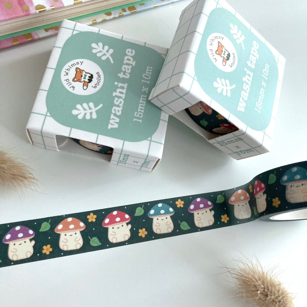 Ruban Washi Champignons d'automne - Ruban décoratif forêt d'automne