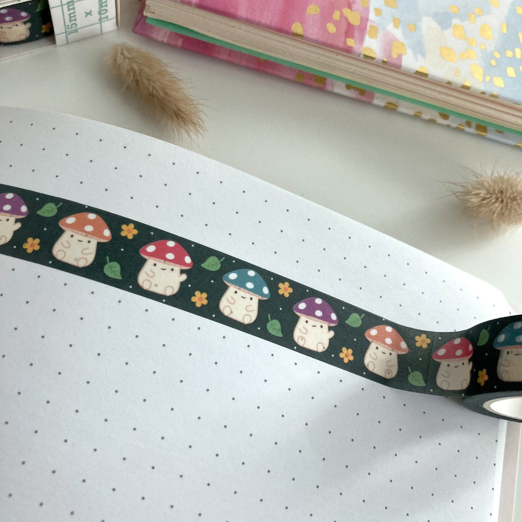 Ruban Washi Champignons d'automne - Ruban décoratif forêt d'automne