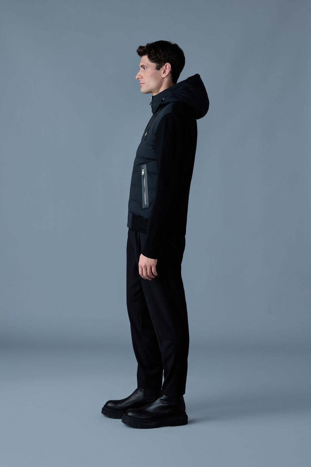 ANDREW Mixed-media light down jacket