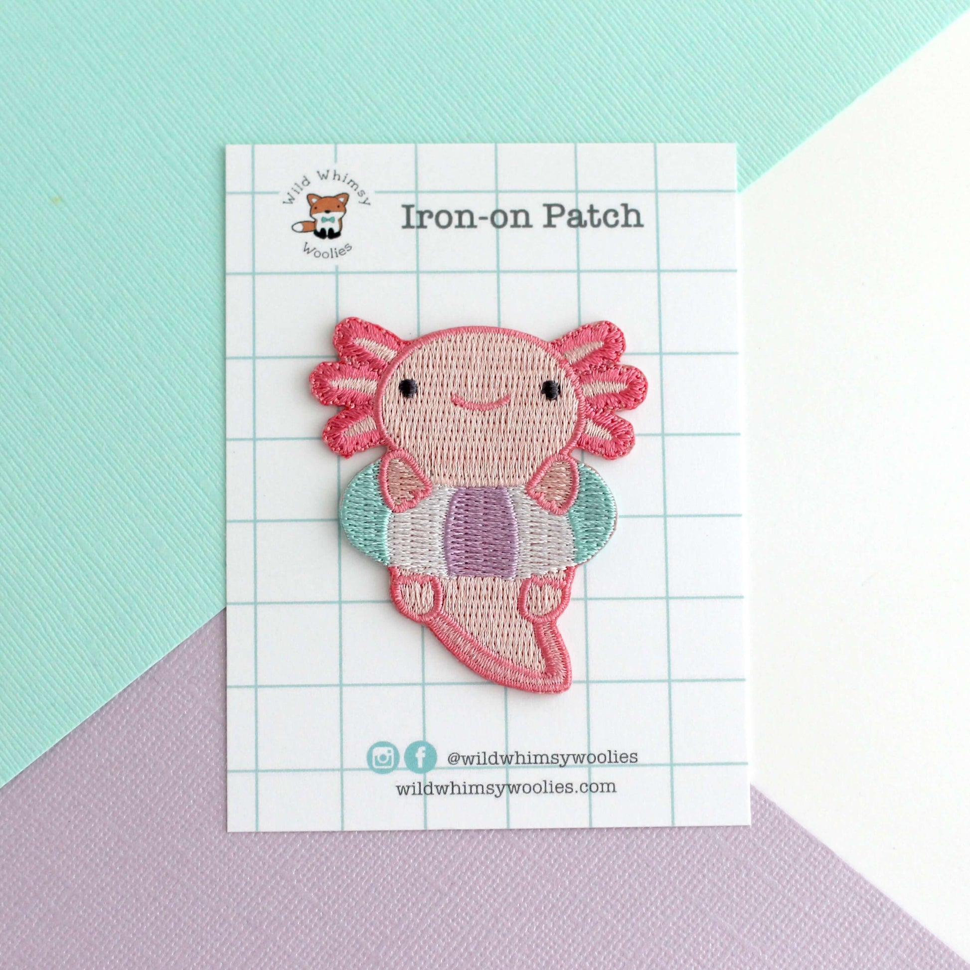 Axolotl in Floatie Embroidered Iron-On Patch