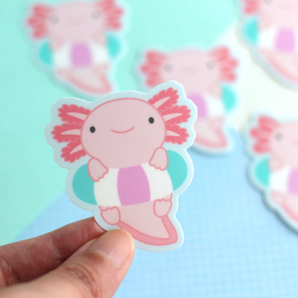 Axolotl en autocollant vinyle Floatie