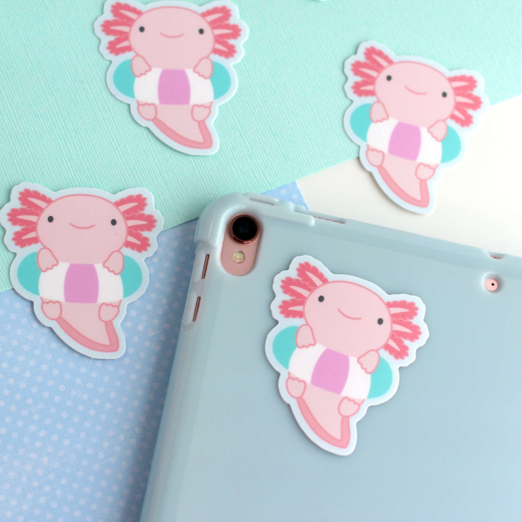 Axolotl en autocollant vinyle Floatie