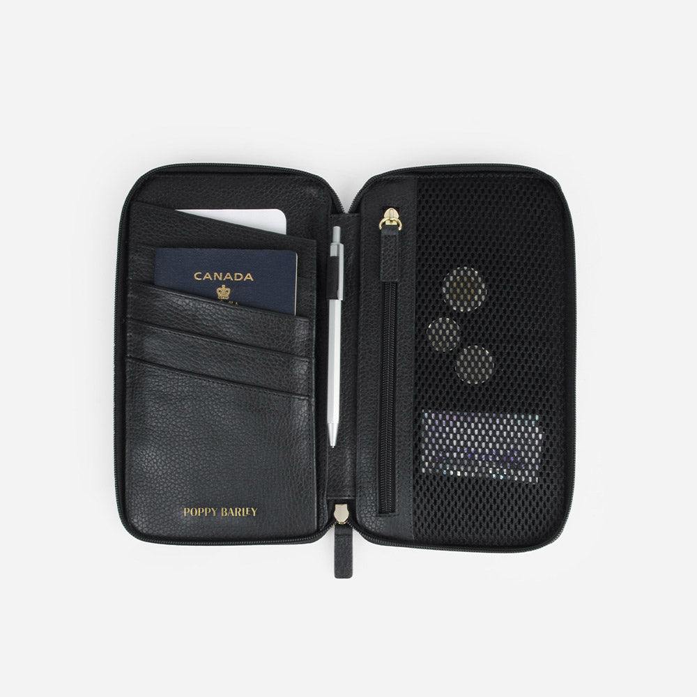 The Four Person Family Passport Holder Black Micro Pebble