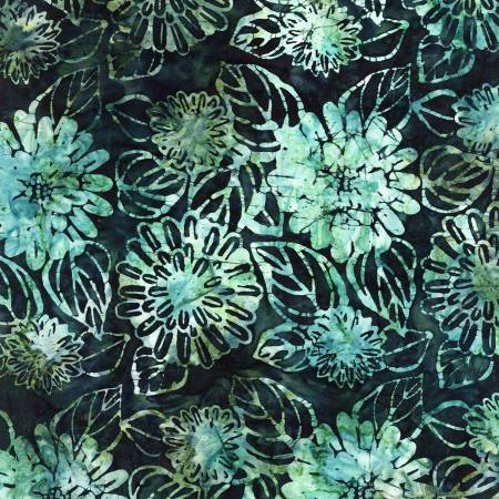 Batik Tonga Timeless Treasures - Batik aux grands dahlias épicéa - B1649-SPRUCE