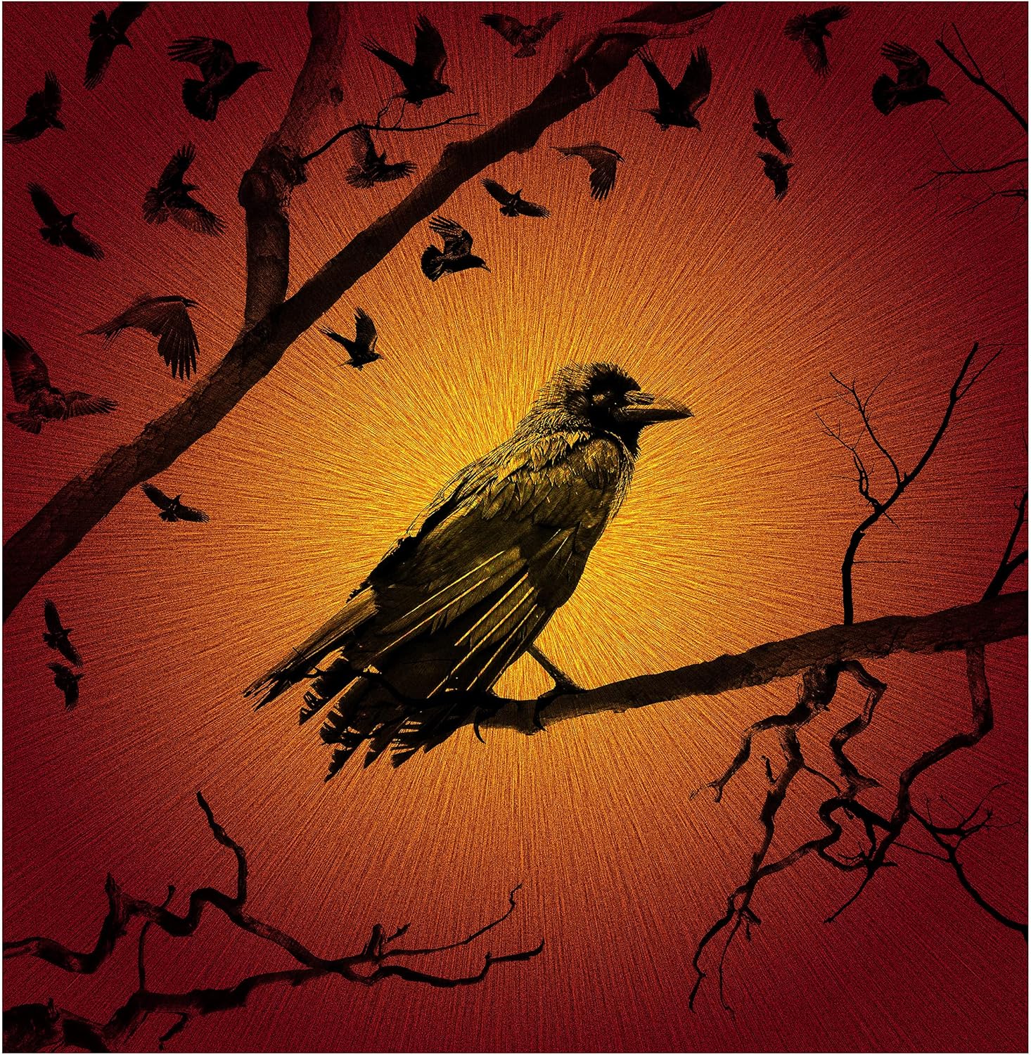 Panneau Hoffman Digital Haunted Halloween 44" Corbeau Flamme