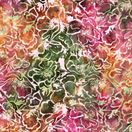 Batik Tonga Trésors Intemporels - Champ de Coquelicots et Figues - B3547-FIG