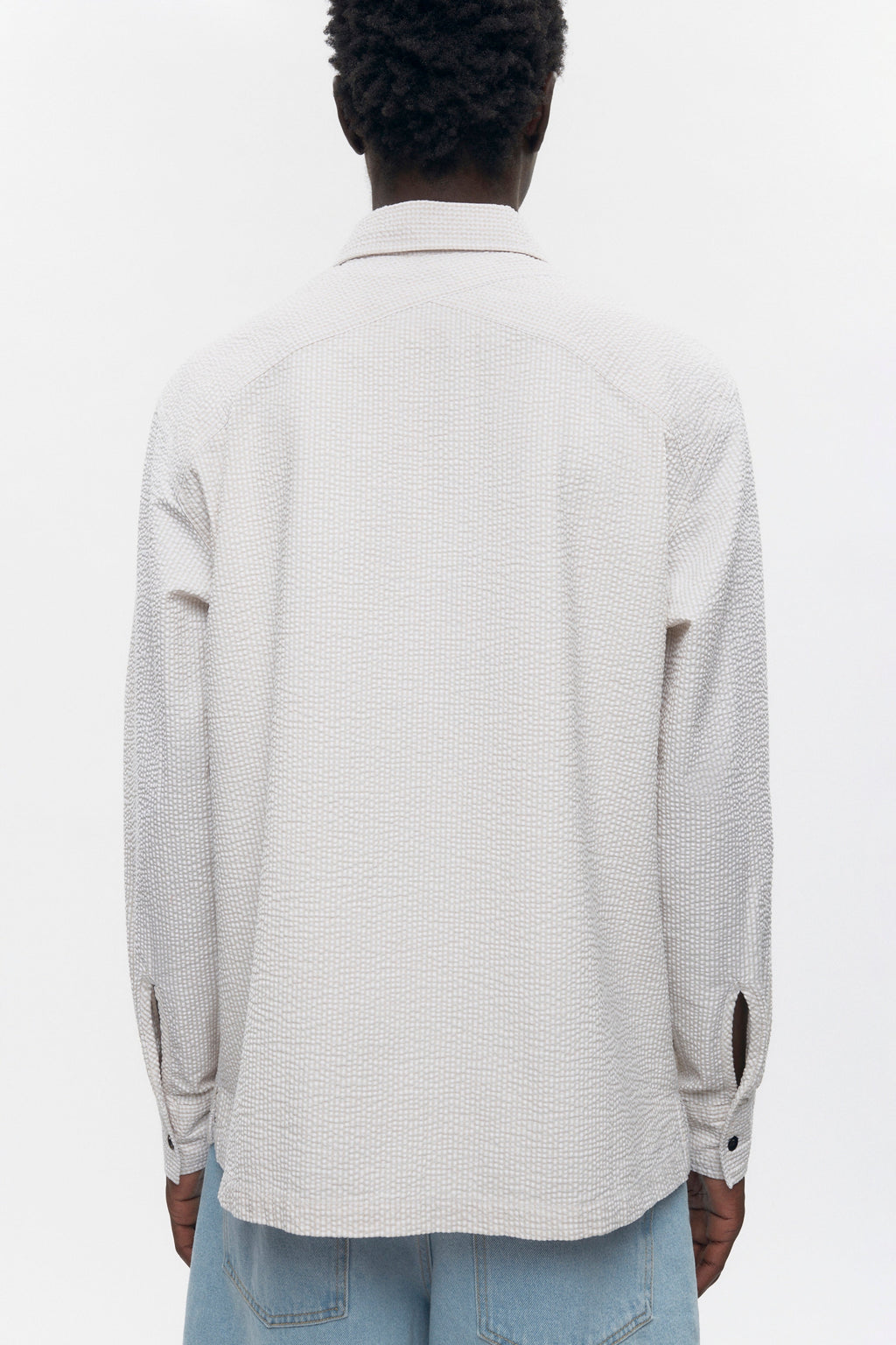 Chemise zippée en seersucker pour homme