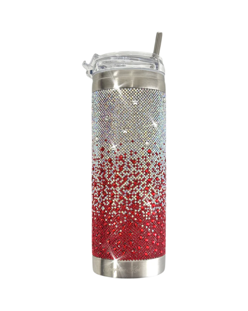 Gobelet en acier inoxydable 590 ml orné de cristaux – Rouge ombré