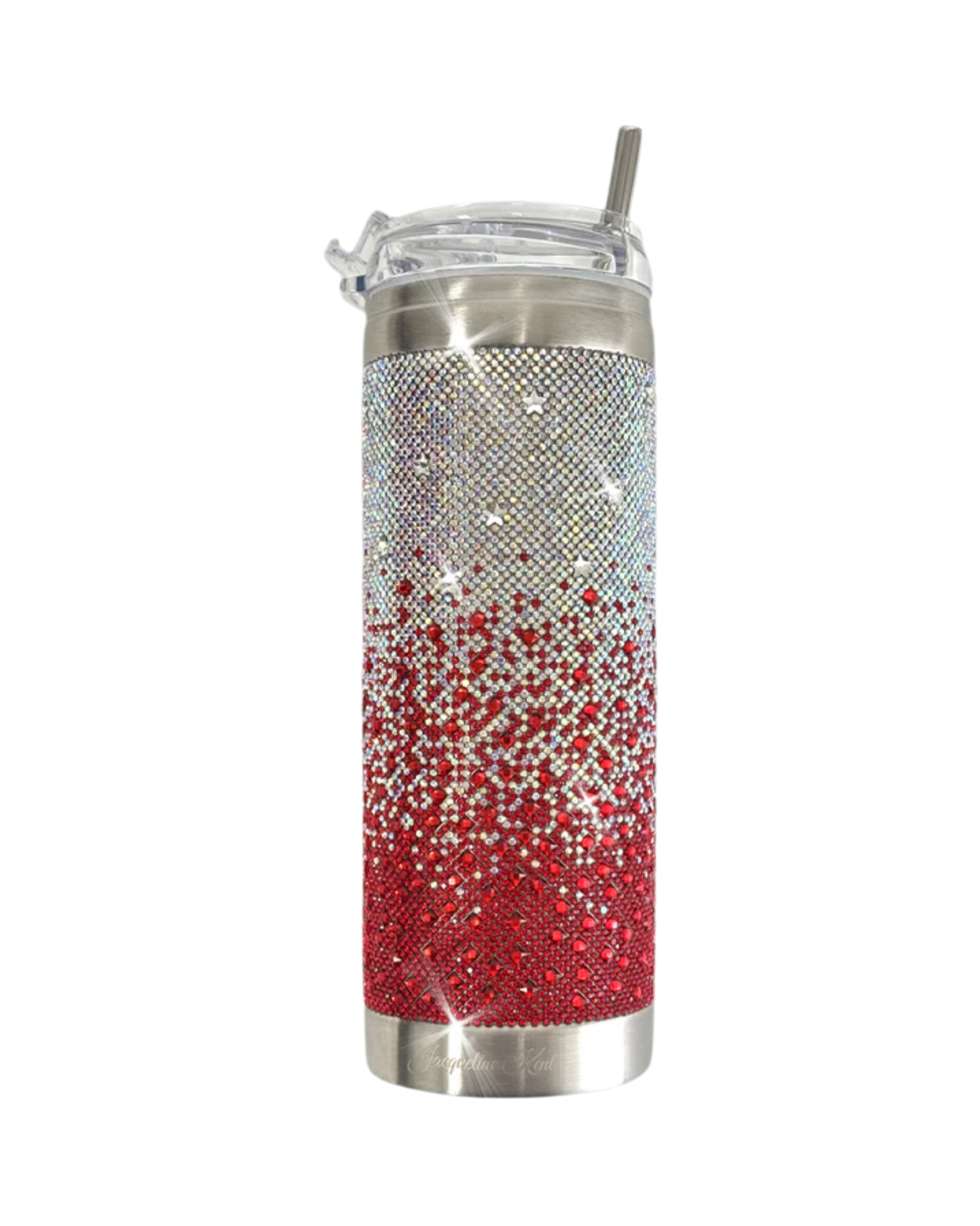Gobelet en acier inoxydable 590 ml orné de cristaux – Rouge ombré