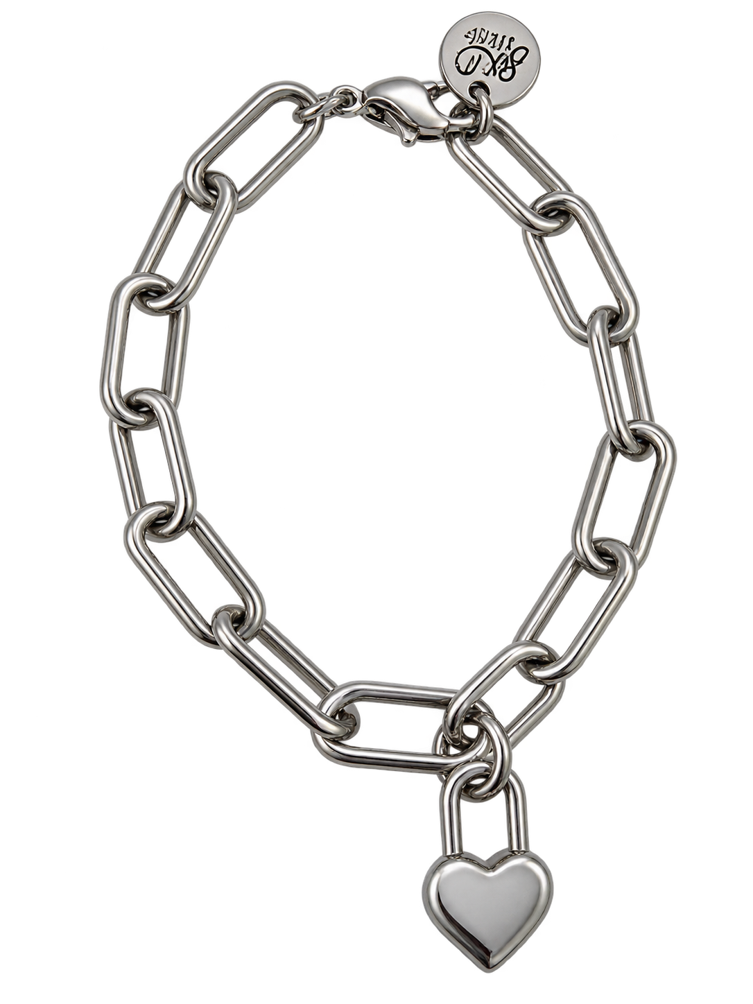 Silver Heart Lock Bracelet