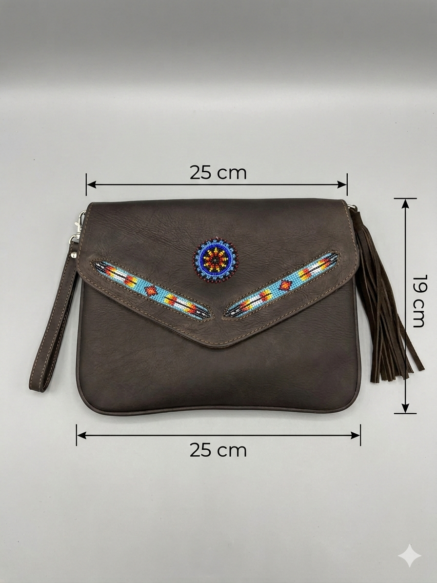 Leather beaded Crossbody bag(Turquoise )