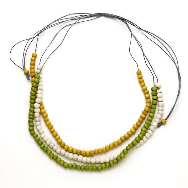Triple Strand Wooden Necklace