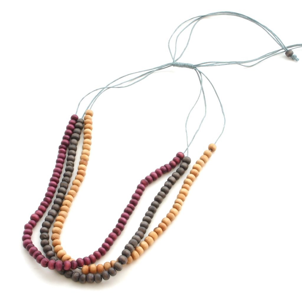 Triple Strand Wooden Necklace