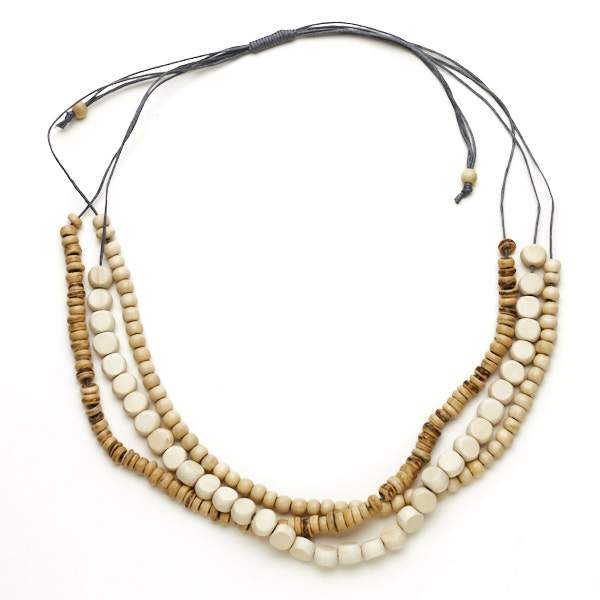 Triple Strand Wooden Necklace
