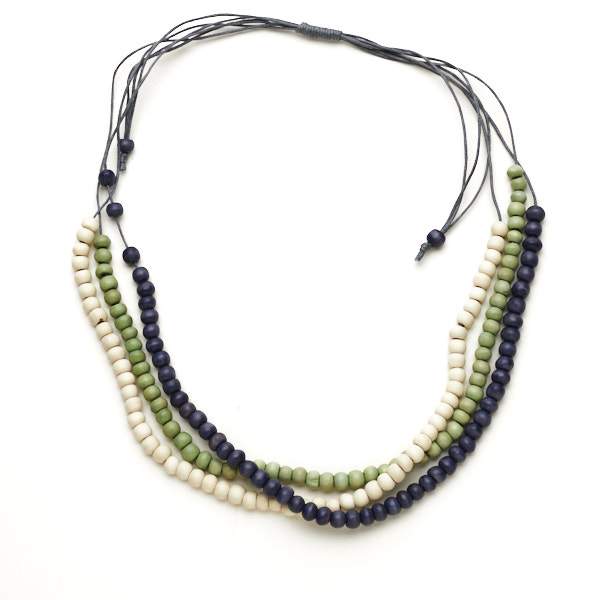 Triple Strand Wooden Necklace