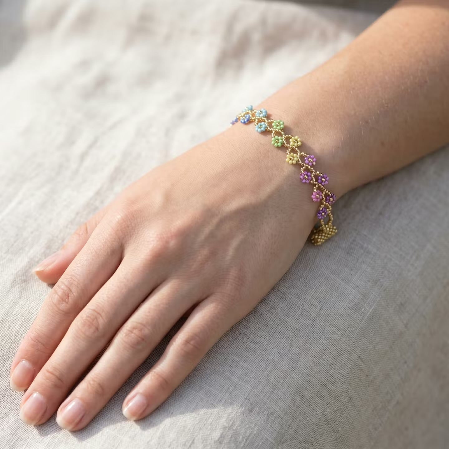 Handcrafted Floral Bracelet Golden