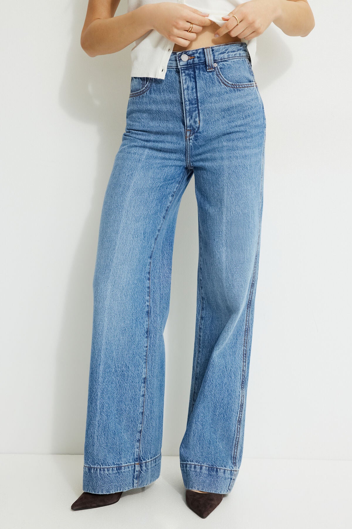 Jean Lennon taille ultra haute à jambes larges