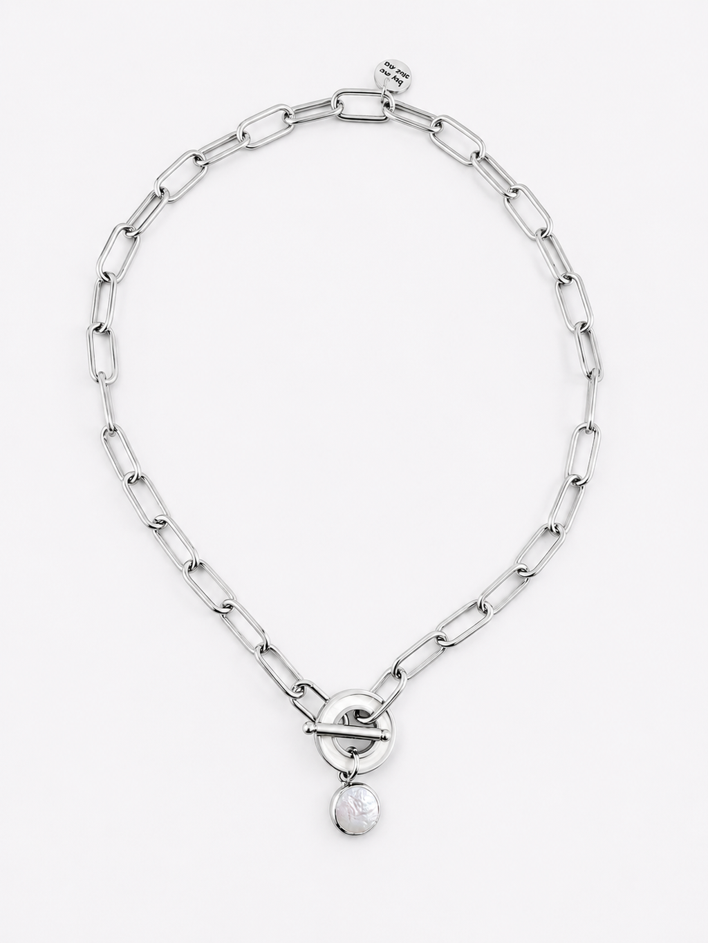 Keshi Pearl Toggle Necklace -Silver