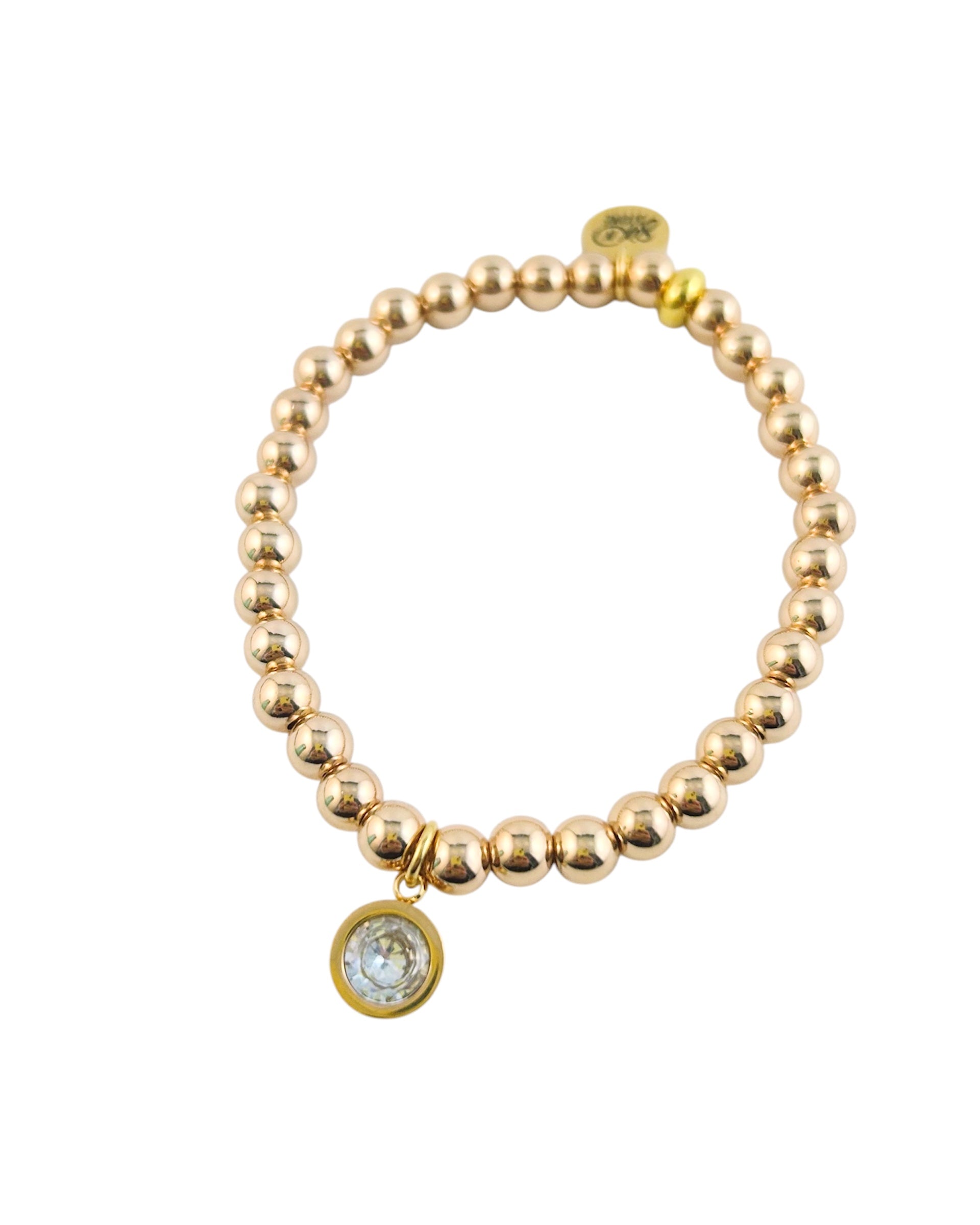 Hematite Rhinestone Charm Bracelet - Gold
