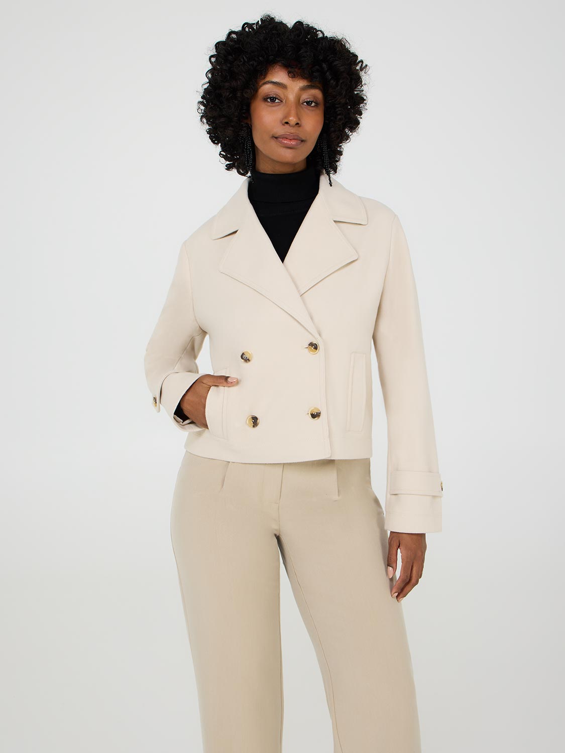 Trench-coat en fausse laine cintrée