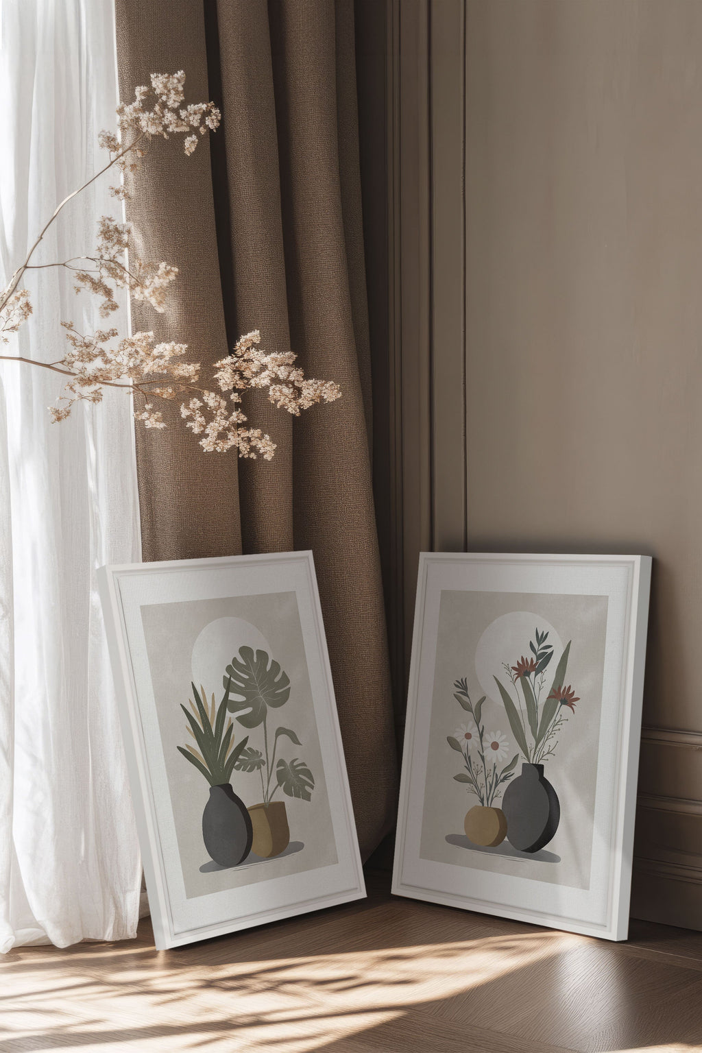 DUO FLORAL COMPLICITY (2 Stretched Canvas Artworks)
