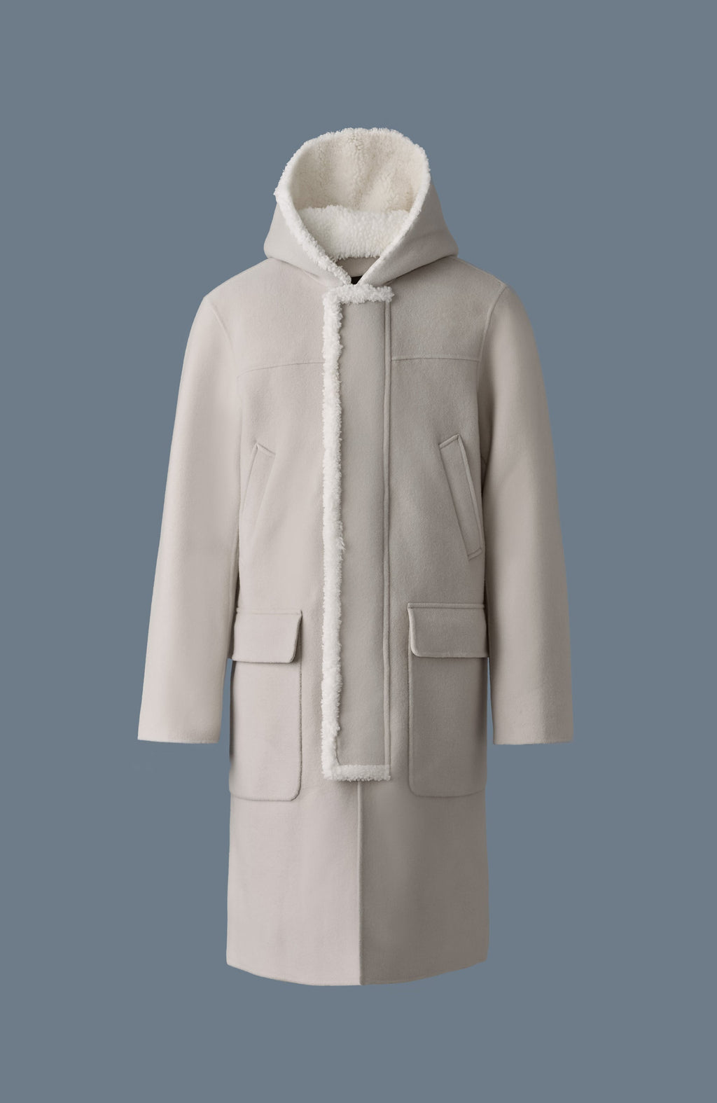 ABRAHAM Heavy double face wool long hooded coat