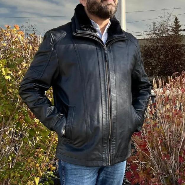 Veste bomber Cardian pour homme en cuir d'agneau BOL