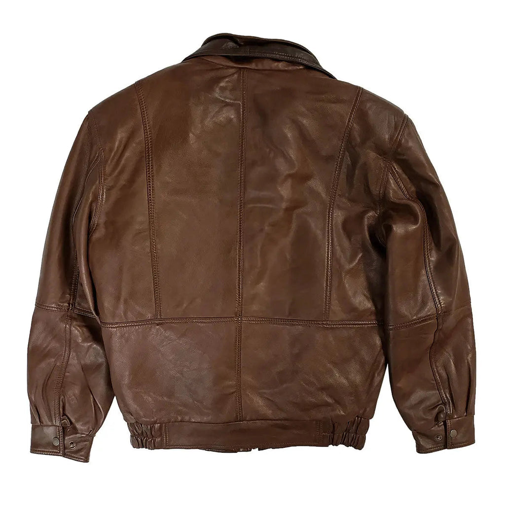BOL Veste bomber en cuir à double col pour homme